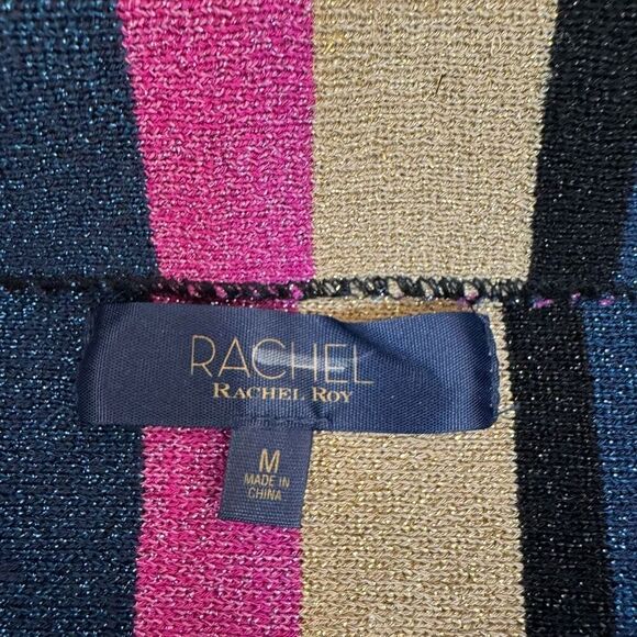 Rachel Roy Dark Pink Stripe Metallic Pencil stretch Skirt Pink Size M NWOT - Picture 3 of 7